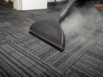 Steam Carpet Cleaning. Professional Carpet War, Water Extraction